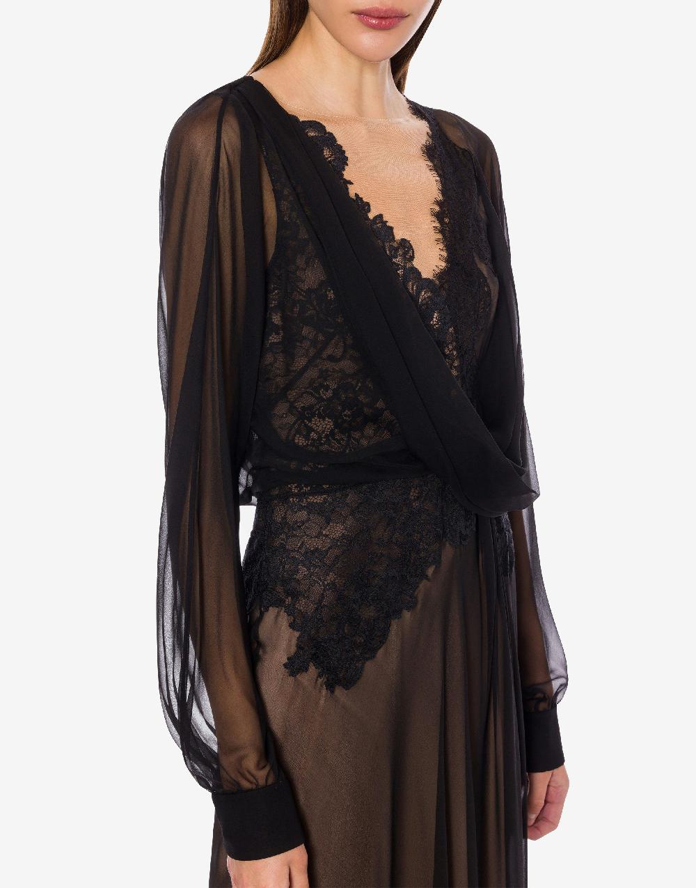 Alberta Ferretti Abito in chiffon organico con pizzo Offerte