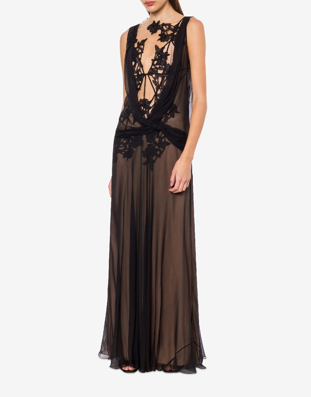 Alberta Ferretti Abito in chiffon organico Macramé Ramage Hotsell