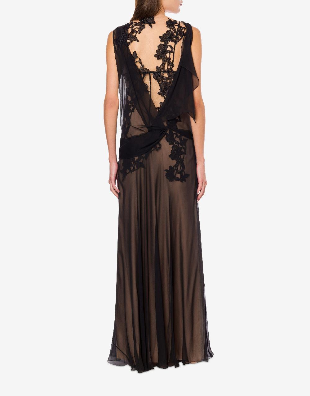 Alberta Ferretti Abito in chiffon organico Macramé Ramage Hotsell