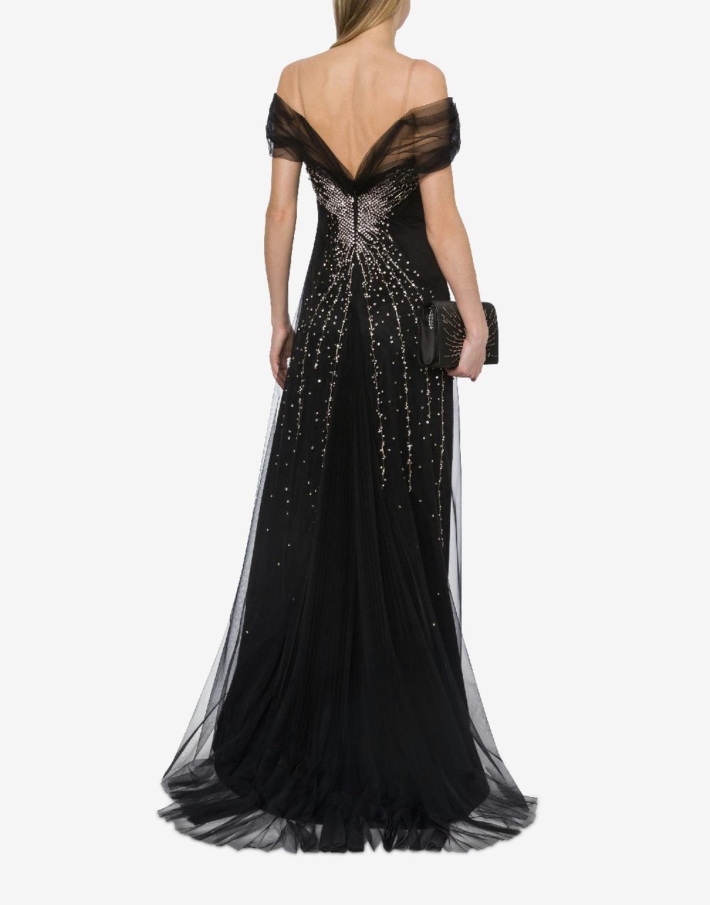 Alberta Ferretti Abito lungo in tulle con ricamo strass e perline I Più Venduti