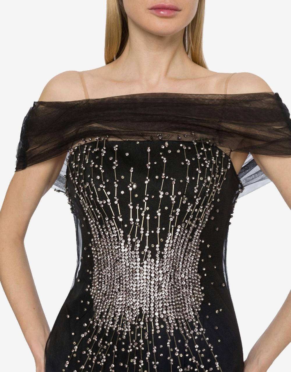 Alberta Ferretti Abito lungo in tulle con ricamo strass e perline I Più Venduti
