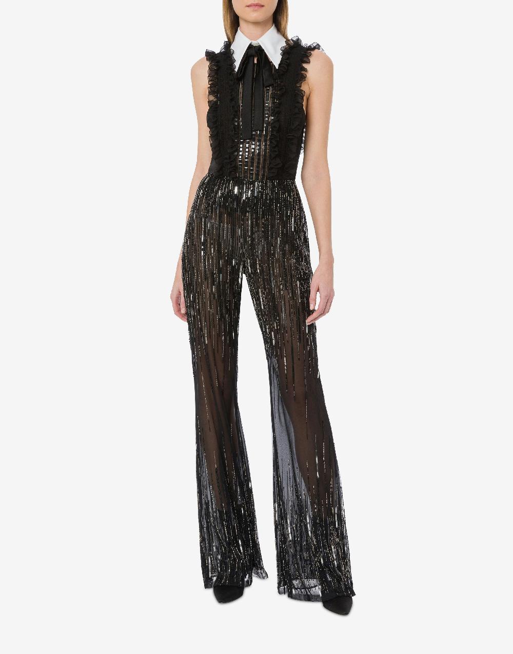 Alberta Ferretti Pantalone con flare perline e paillettes degradé Negozio