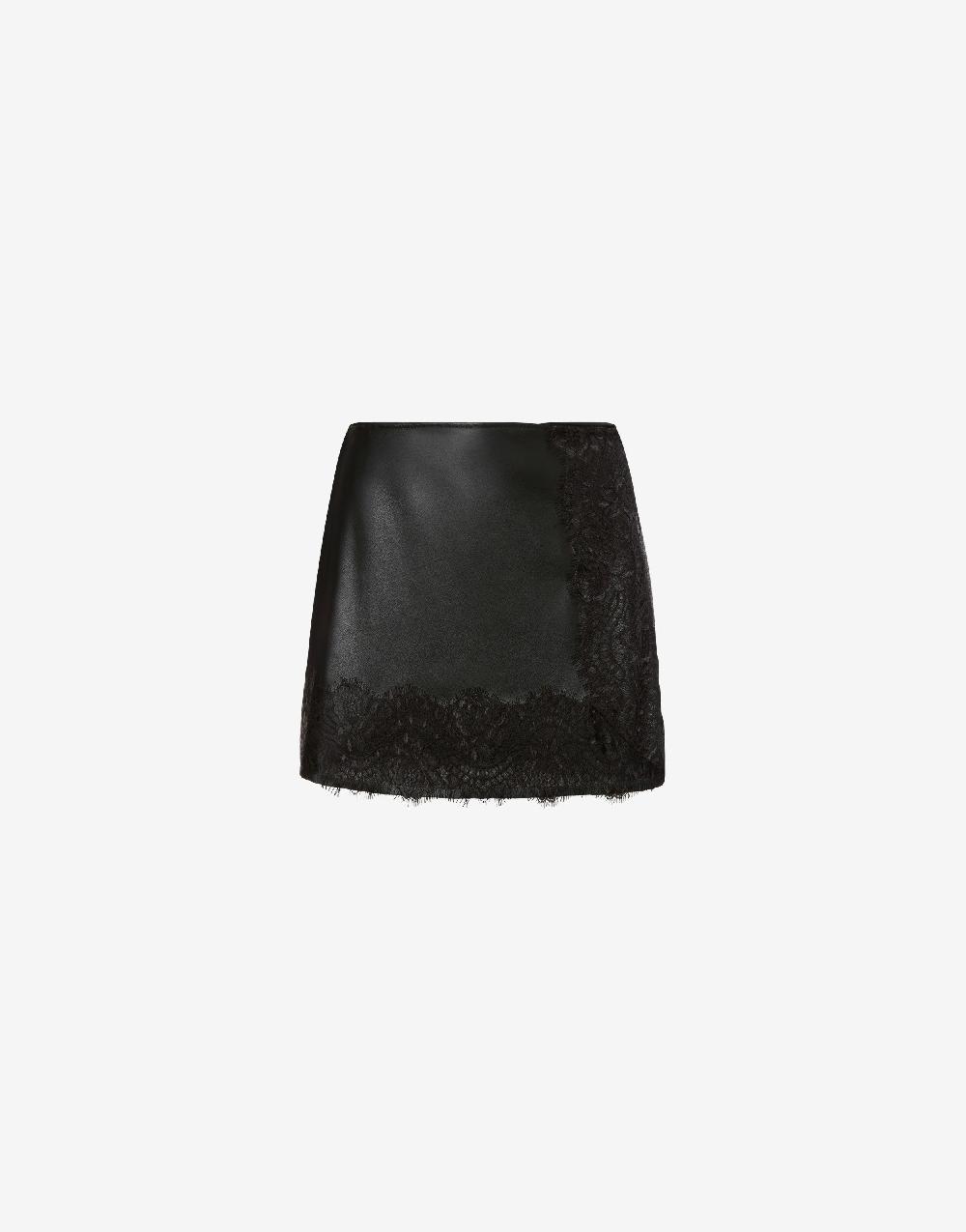 Alberta Ferretti Short in chevron e tessuto nappato con pizzo Nuova