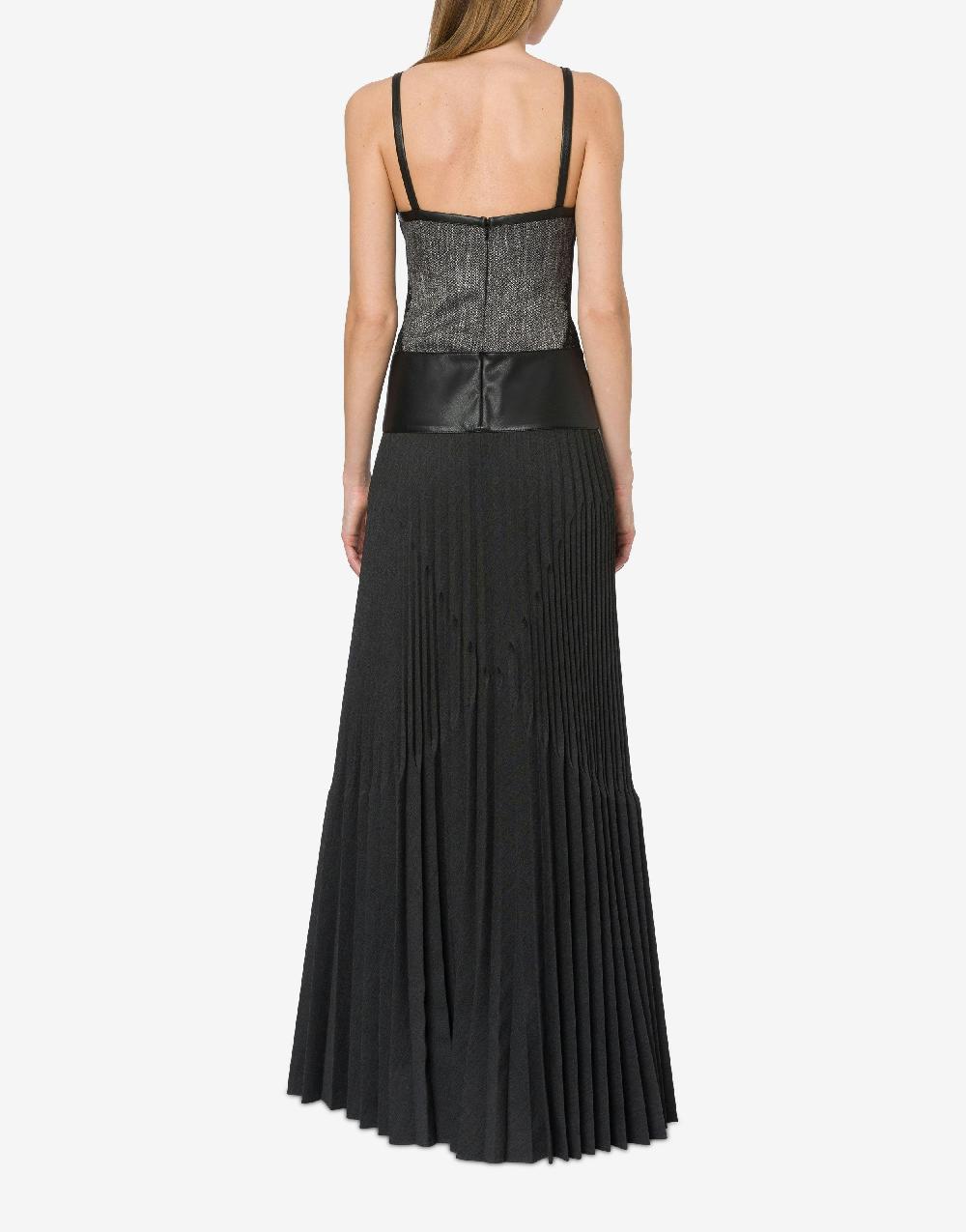 Alberta Ferretti Abito lungo con pizzo e plissé Moda