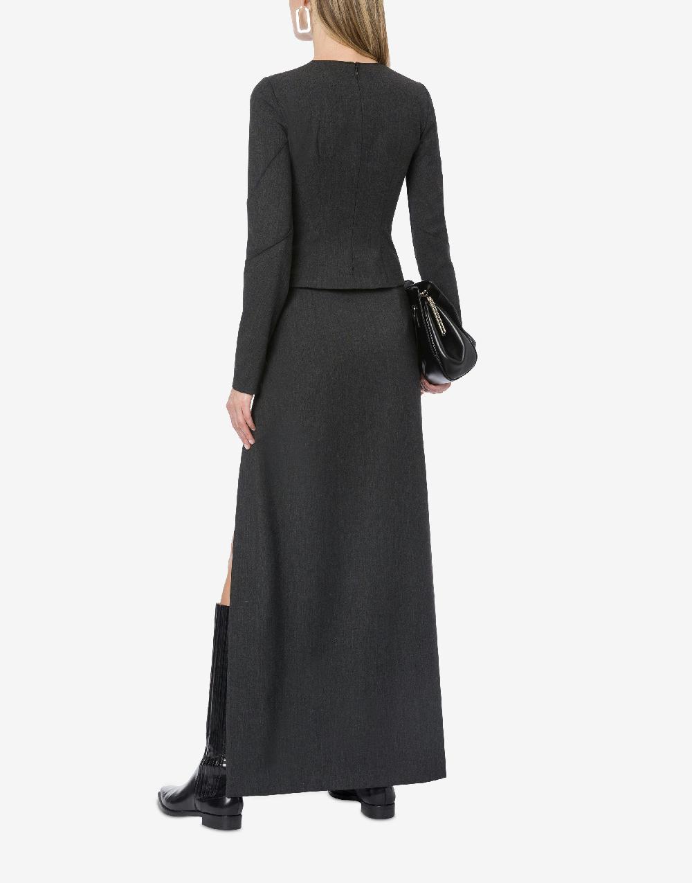 Alberta Ferretti Gonna in twill di lana stretch con spacco In Linea