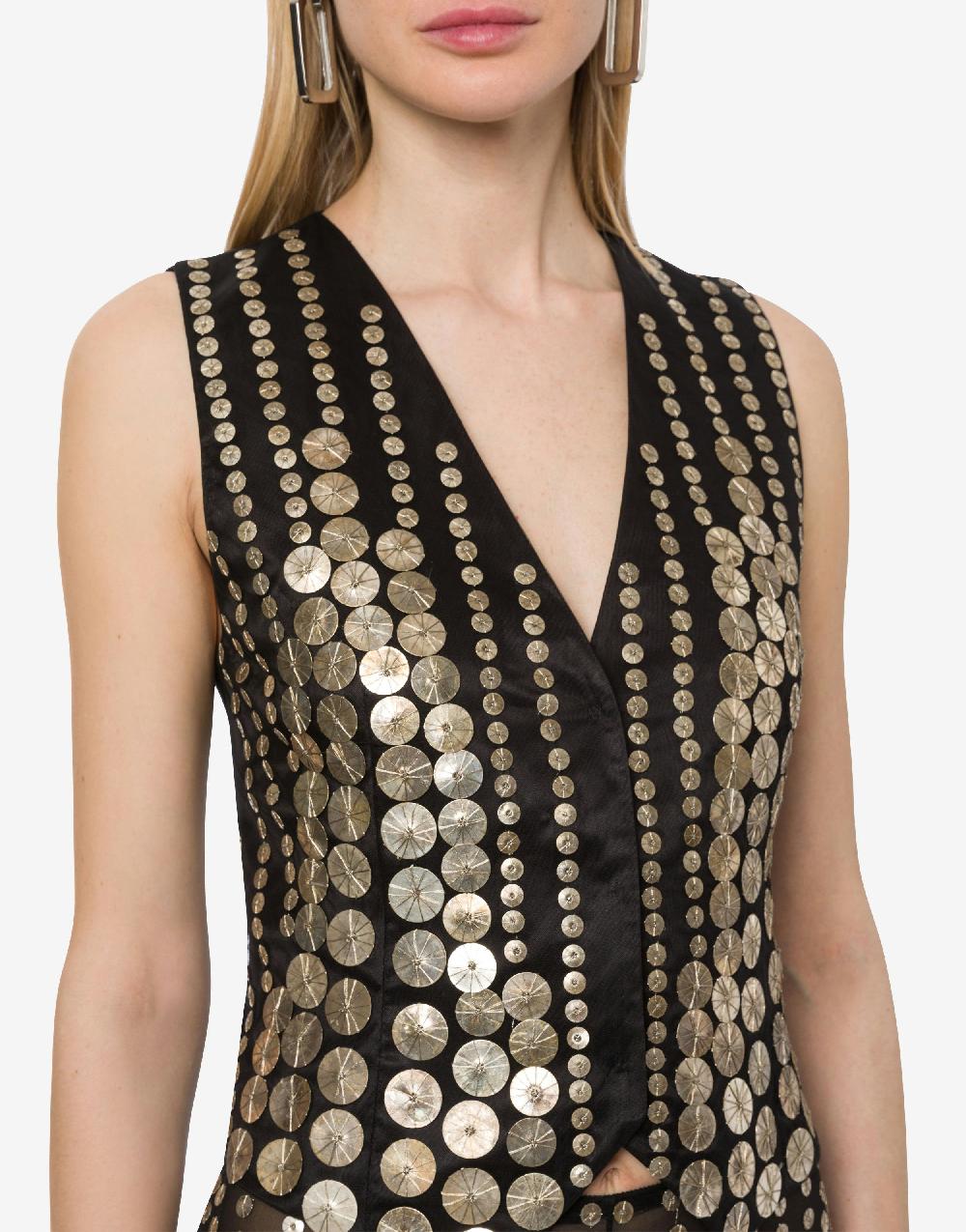 Alberta Ferretti Gilet con ricamo medaglie Qualità