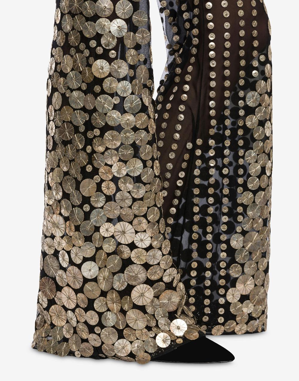 Alberta Ferretti Pantalone flare con ricamo medaglie Vendita