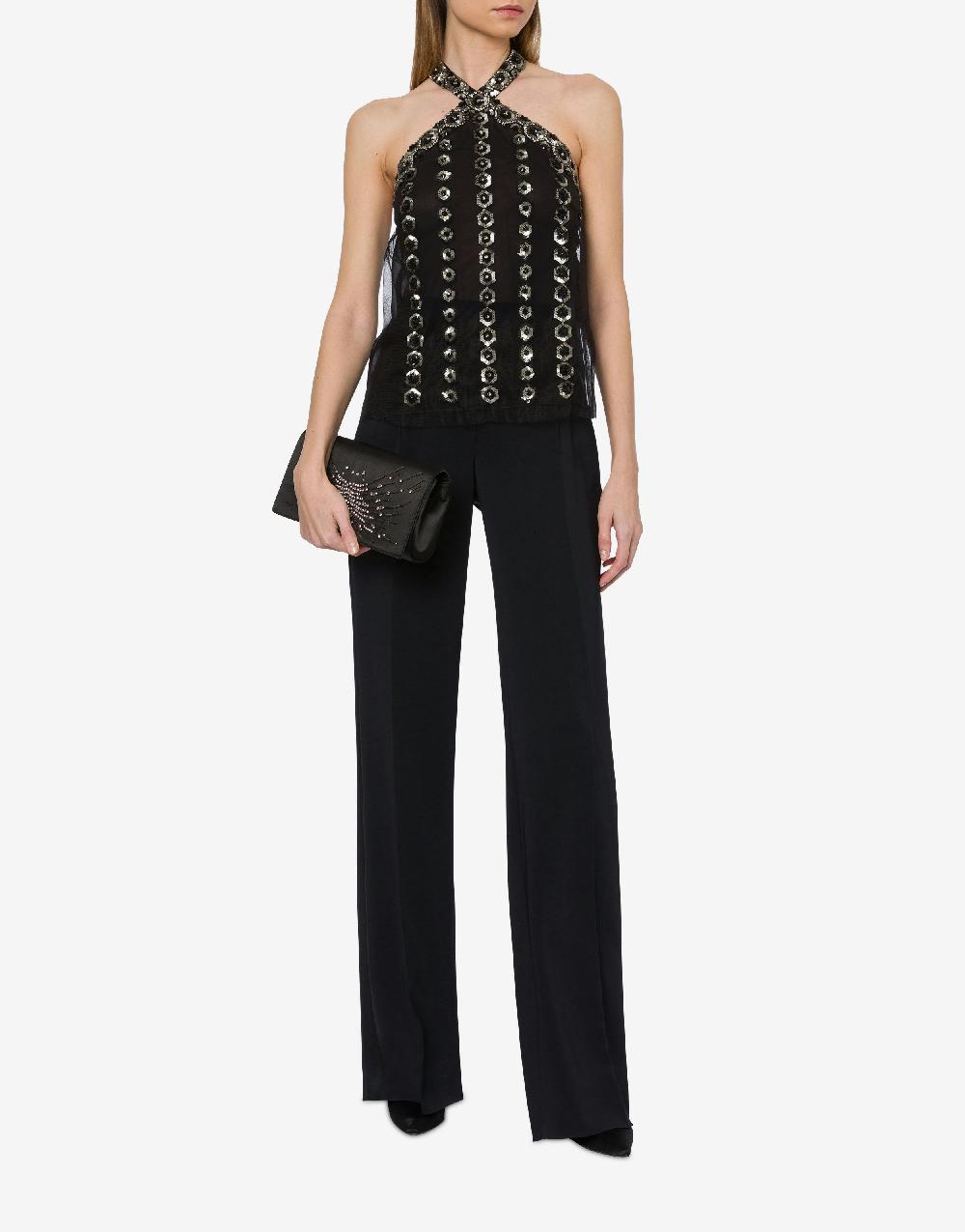 Alberta Ferretti Top in tulle con ricamo geometrico Qualità Garantita