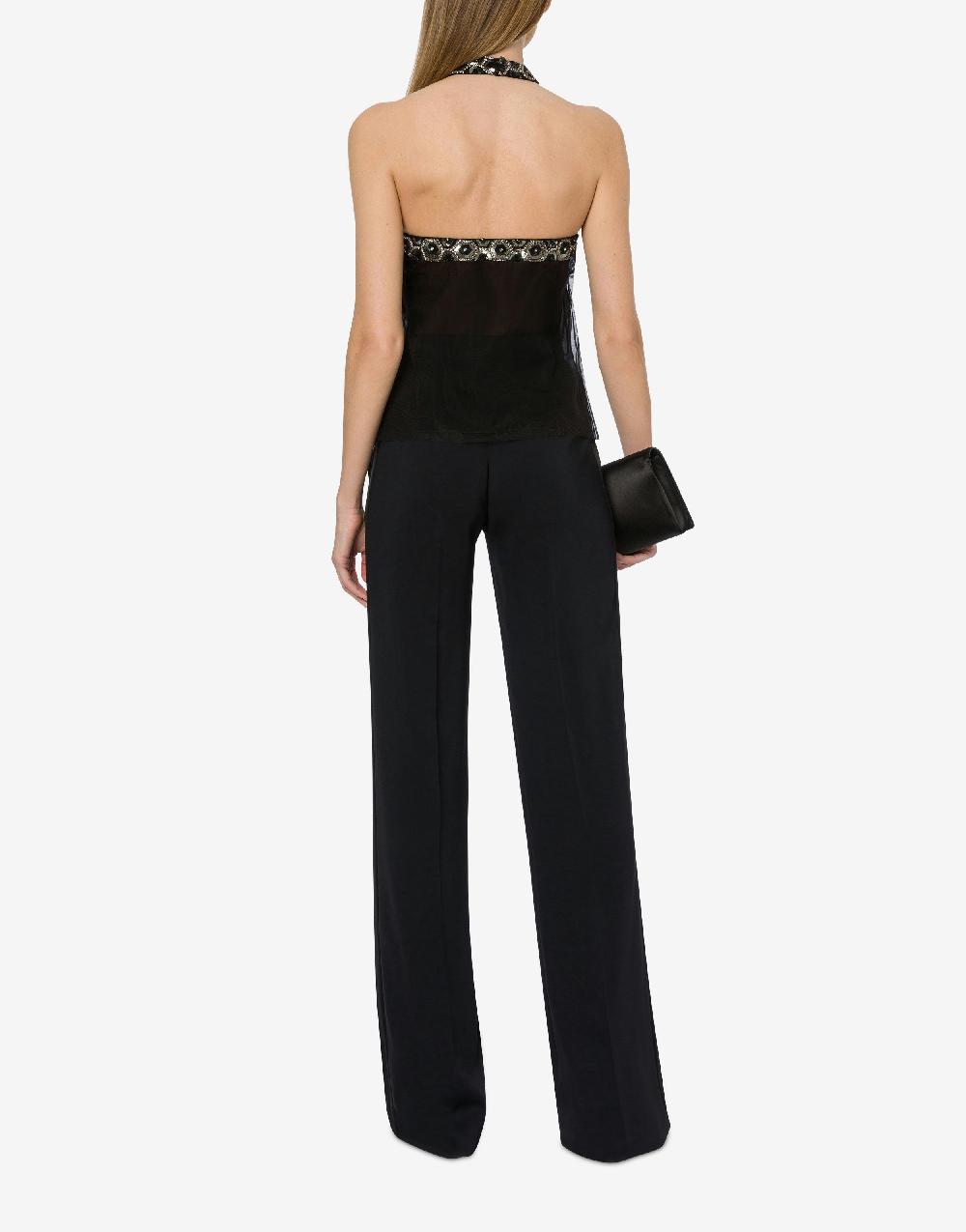 Alberta Ferretti Top in tulle con ricamo geometrico Qualità Garantita