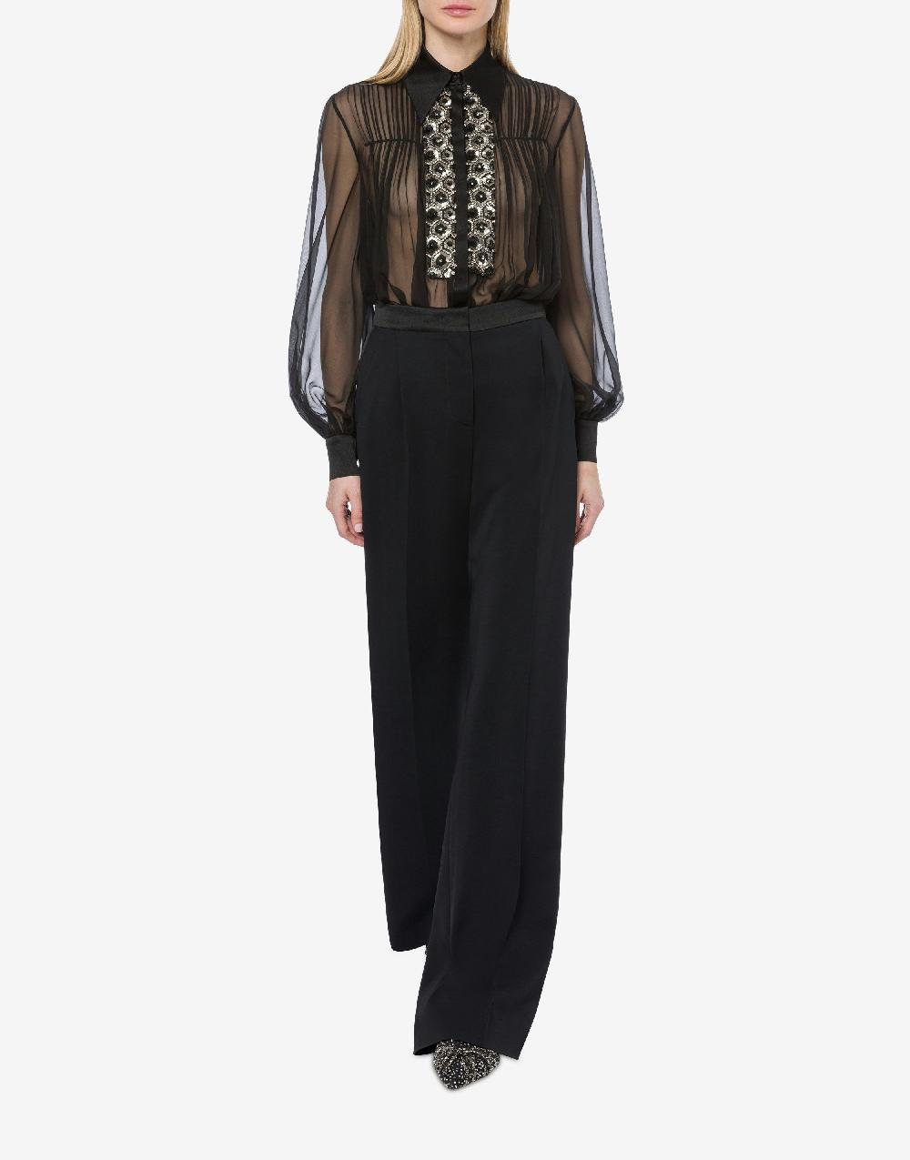 Alberta Ferretti Camicia in chiffon organico con paillettes e perline Fino Al -60%