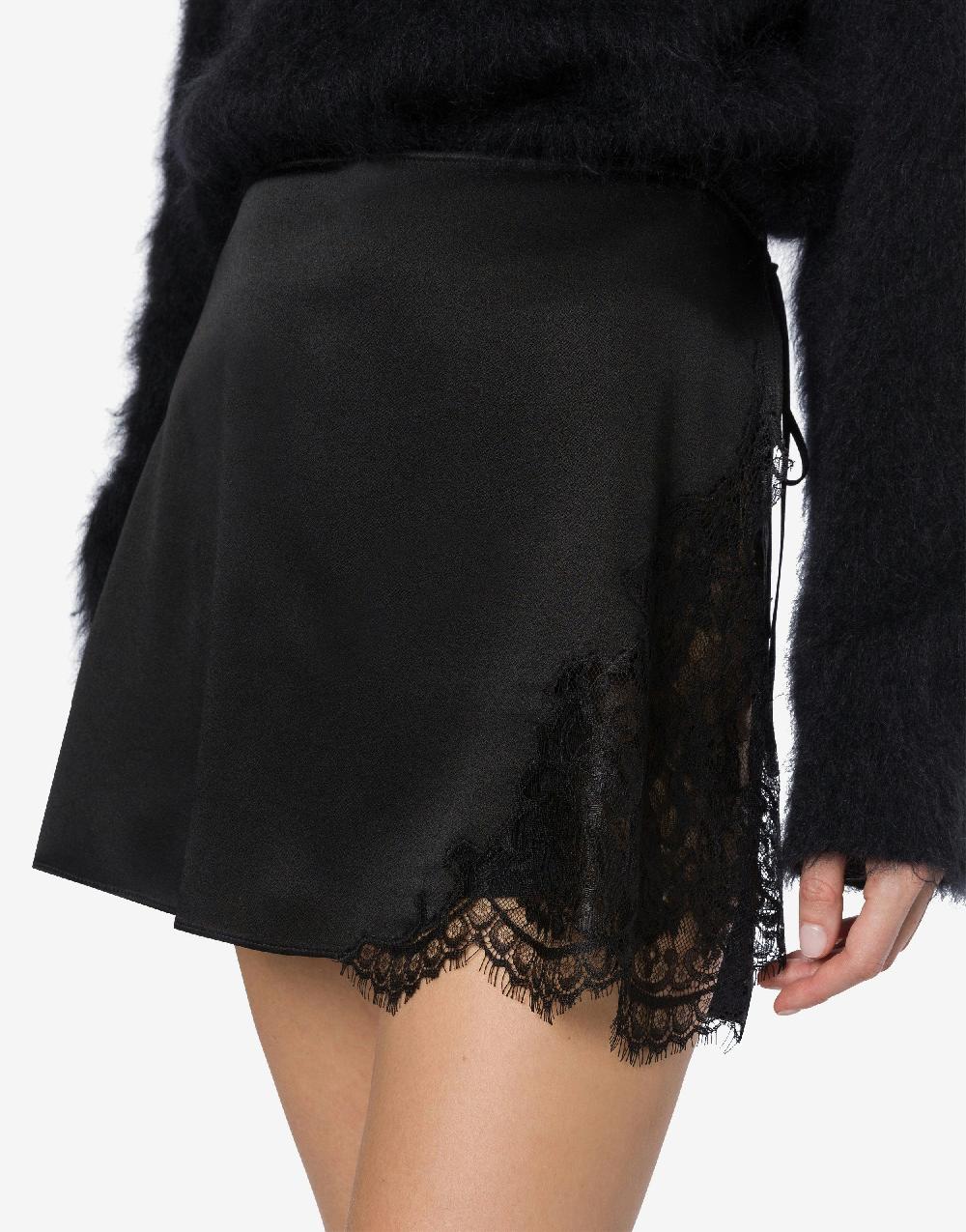 Alberta Ferretti Minigonna in raso con pizzo Convenienza