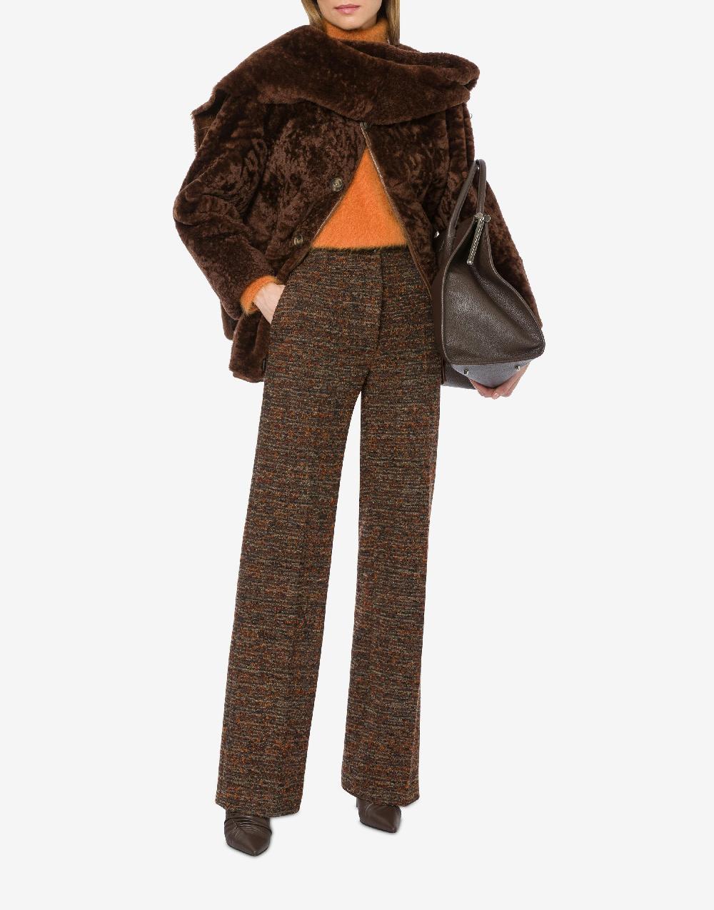 Alberta Ferretti Montone reversibile in shearling lucido con sciarpa Sconto