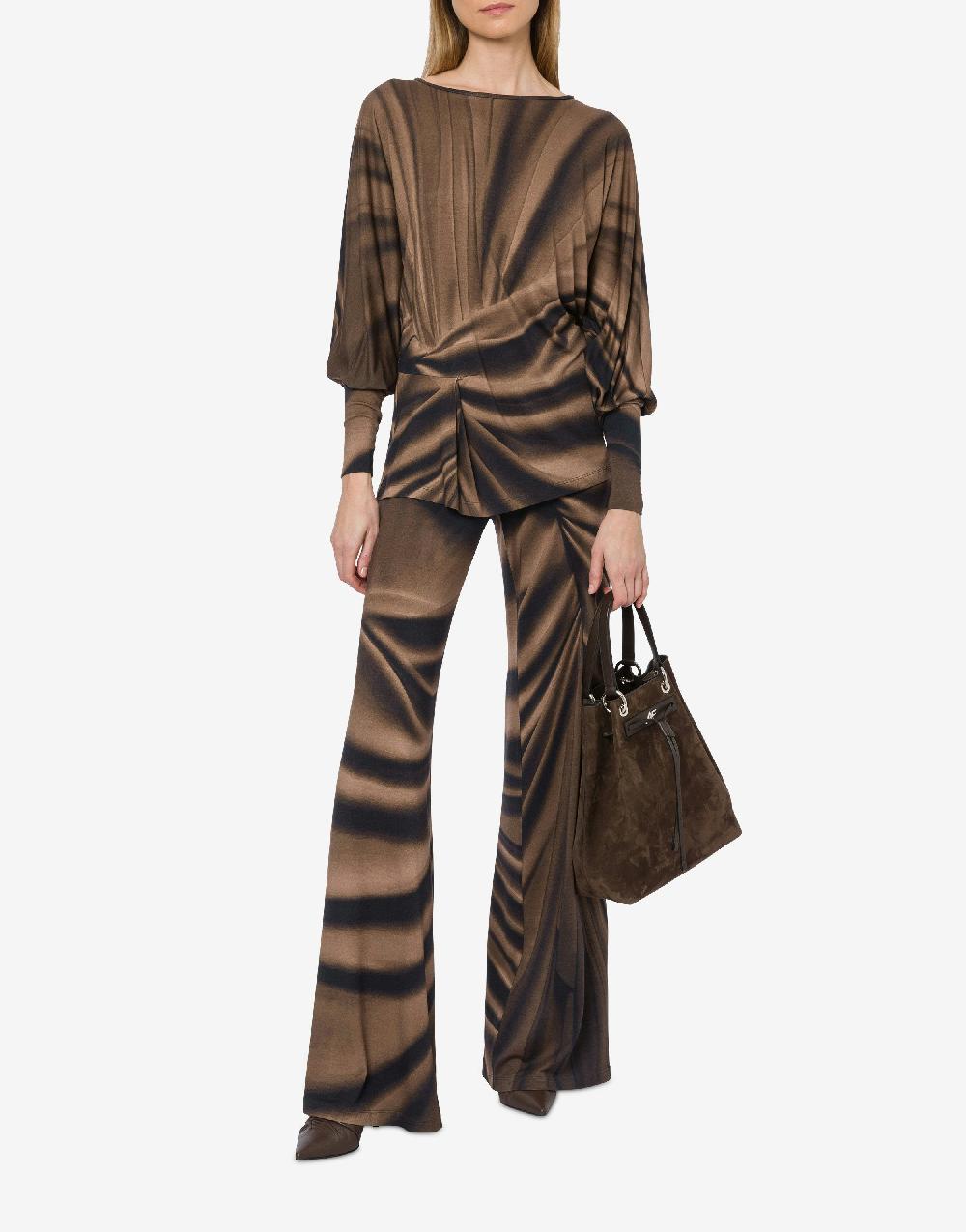Alberta Ferretti Pantalone in jersey con stampa Drappeggio Saldi Di Fabbrica
