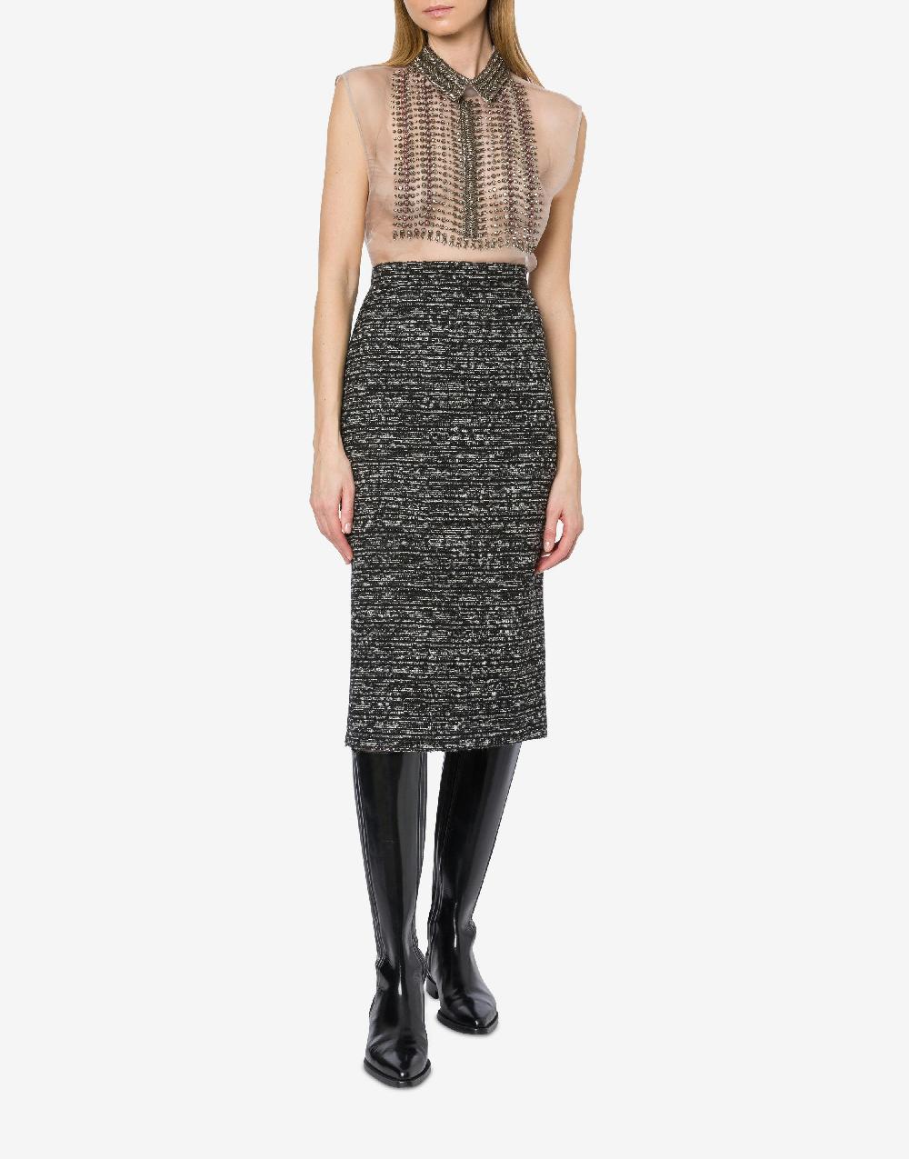 Alberta Ferretti Gonna midi in tweed bottonato Vendite Flash