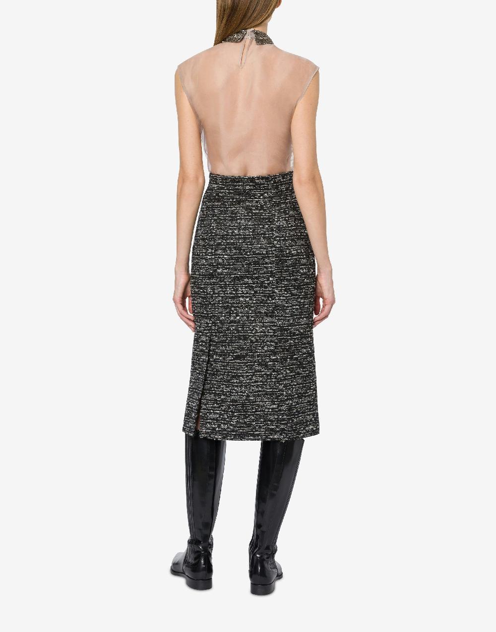 Alberta Ferretti Gonna midi in tweed bottonato Vendite Flash