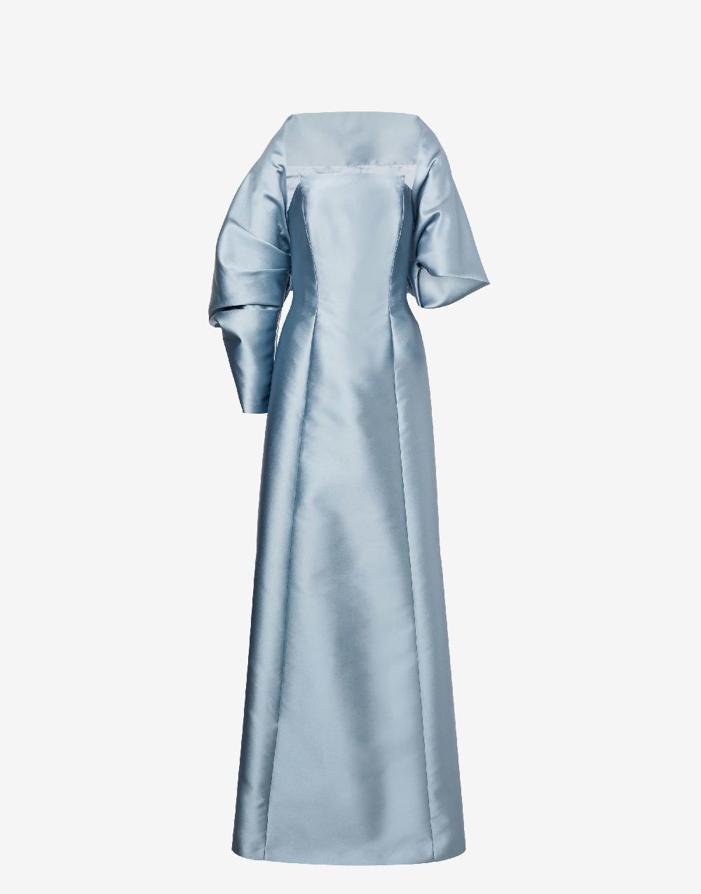 Alberta Ferretti Abito lungo in mikado con coprispalle Italy