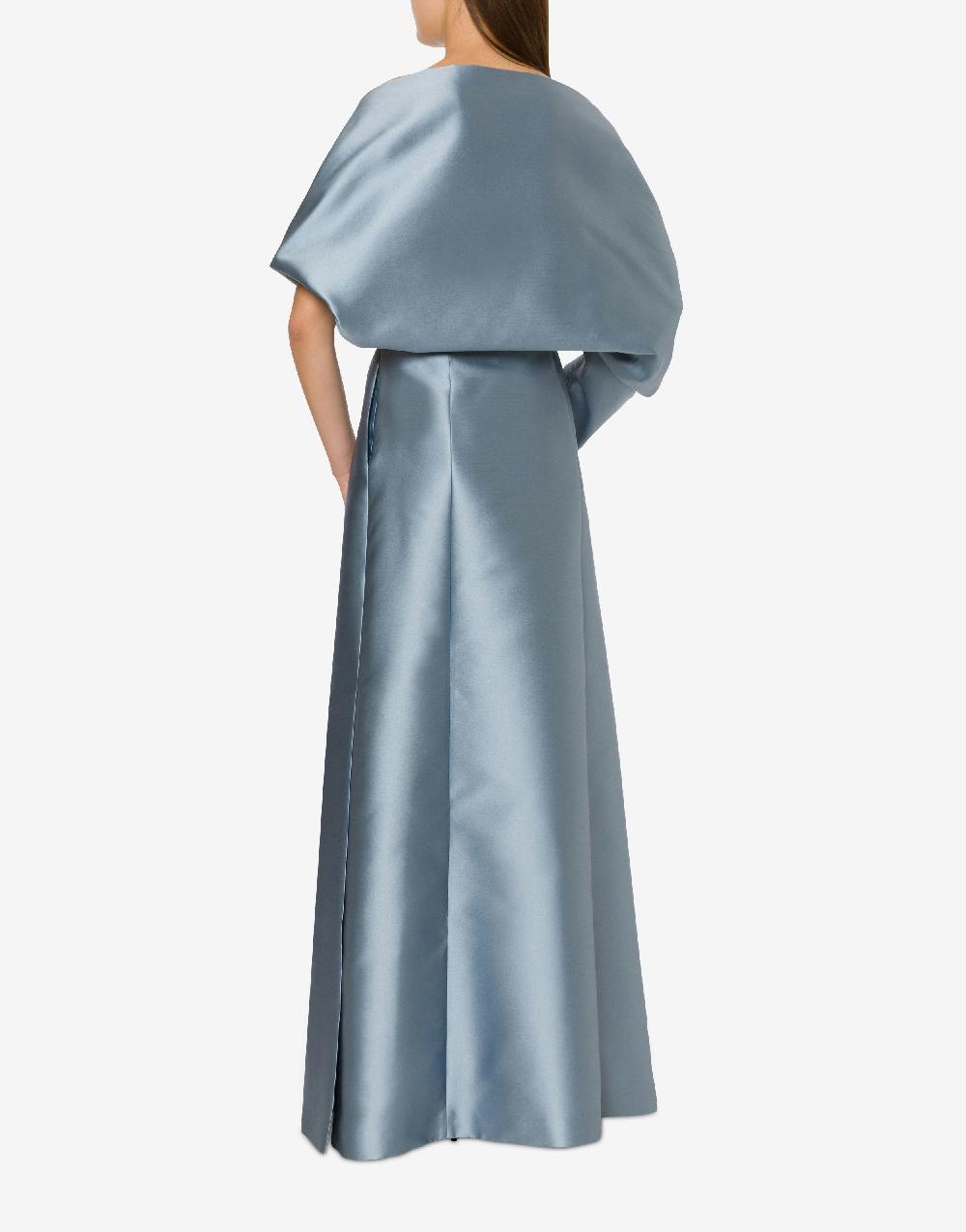 Alberta Ferretti Abito lungo in mikado con coprispalle Italy