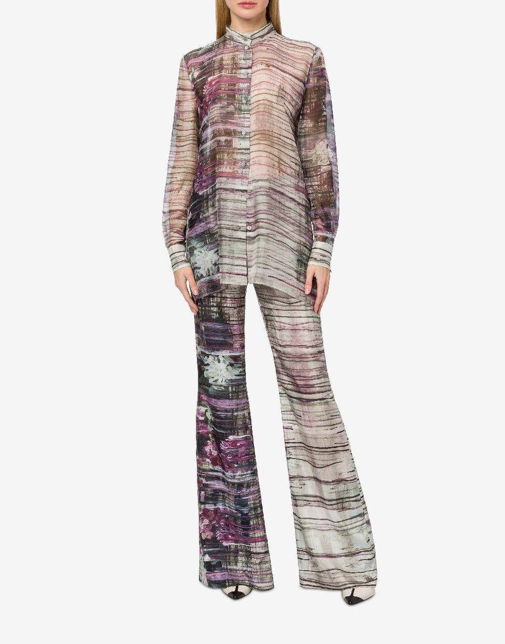 Alberta Ferretti Camicia in chiffon con stampa Dripping Roses Italia