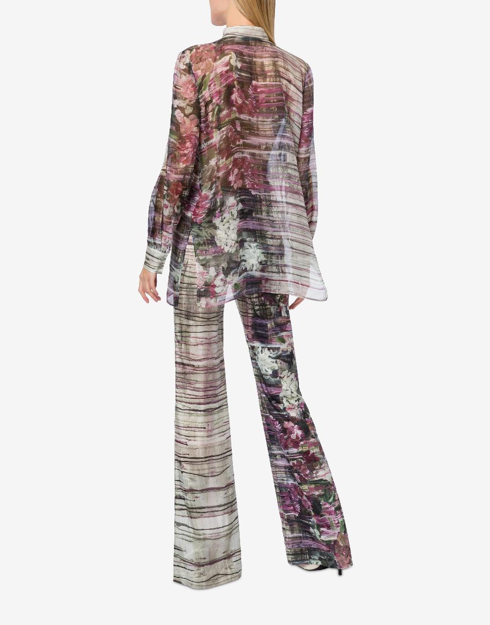Alberta Ferretti Camicia in chiffon con stampa Dripping Roses Italia