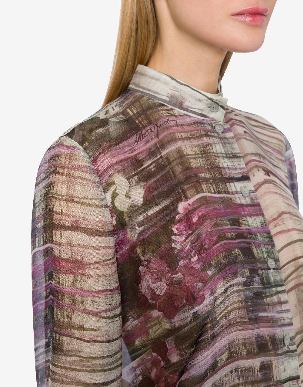 Alberta Ferretti Camicia in chiffon con stampa Dripping Roses Italia