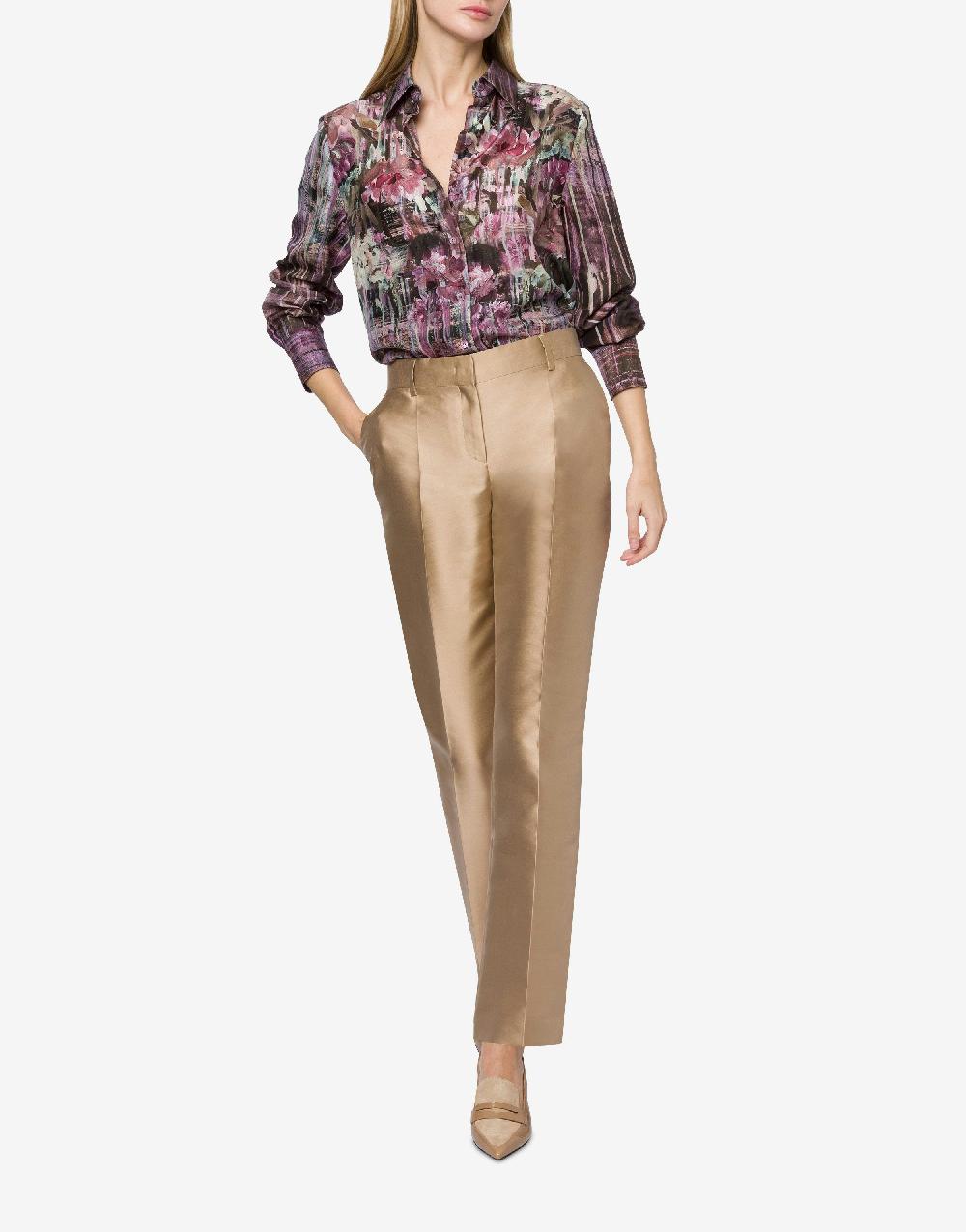 Alberta Ferretti Camicia in habotai con stampa Dripping Roses Nuovo