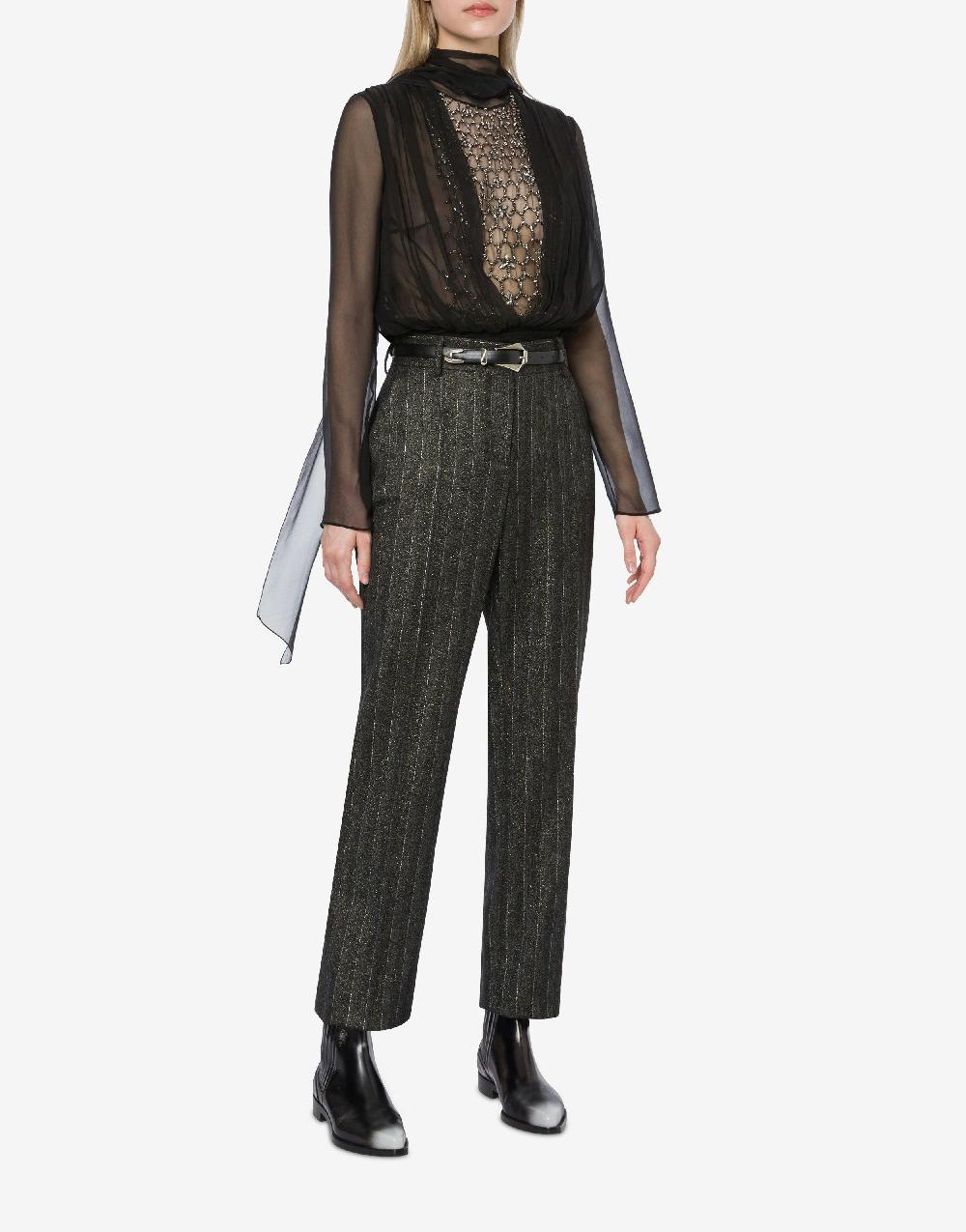 Alberta Ferretti Pantalone in gessato lurex Vendita