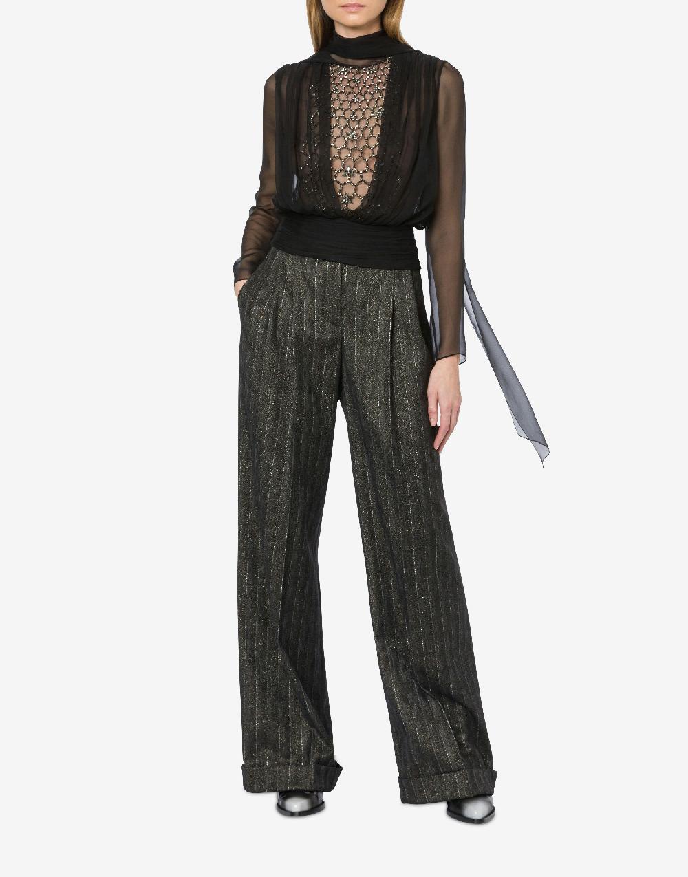 Alberta Ferretti Pantalone in gessato lurex Bestseller