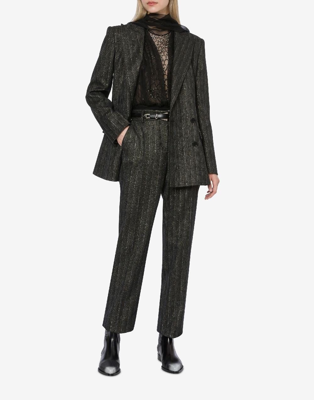 Alberta Ferretti Giacca doppiopetto in gessato lurex Soddisfazione Garantita