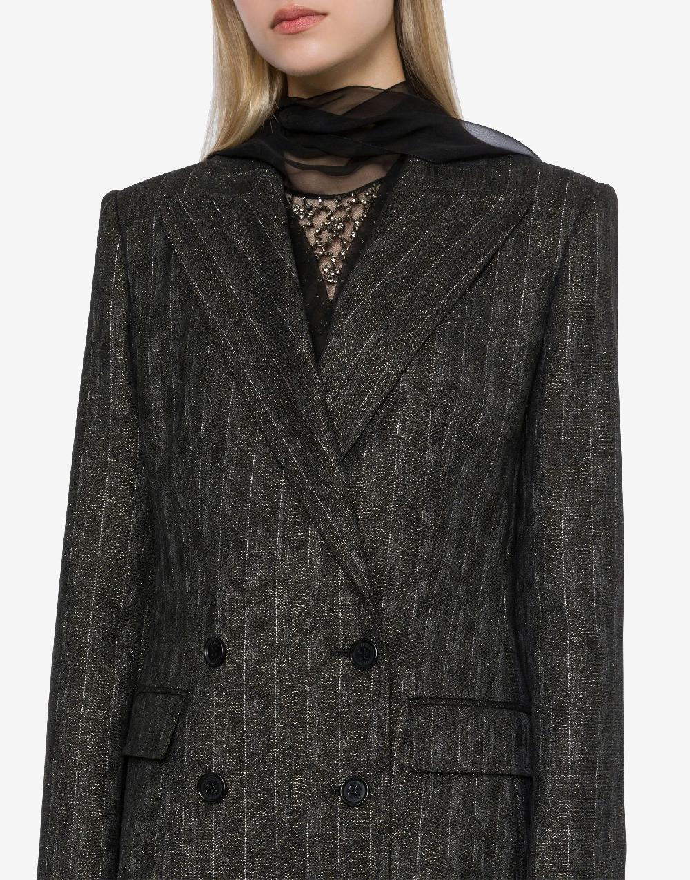 Alberta Ferretti Giacca doppiopetto in gessato lurex Soddisfazione Garantita