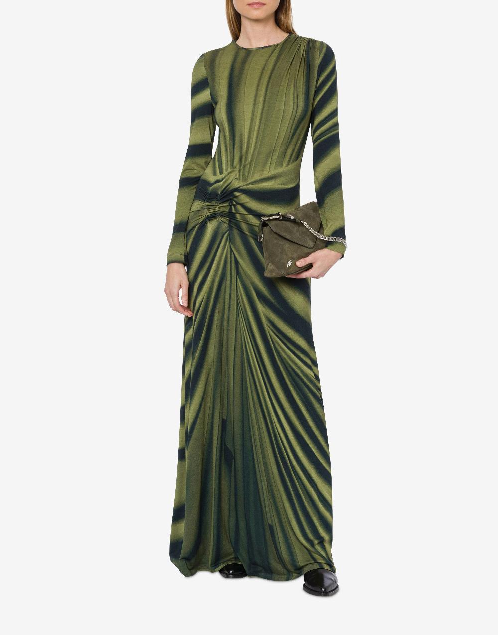 Alberta Ferretti Abito lungo in jersey con stampa drappeggio Promozione Limitata