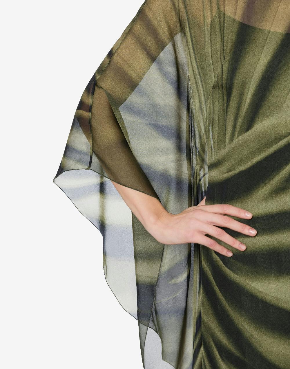 Alberta Ferretti Abito lungo in chiffon con stampa drappeggio Affare Del Giorno