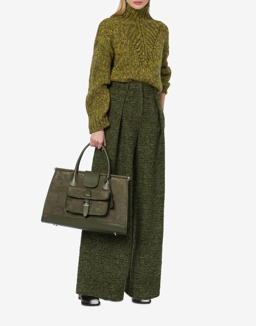 Alberta Ferretti Pantalone oversize in tweed bottonato Sottocosto