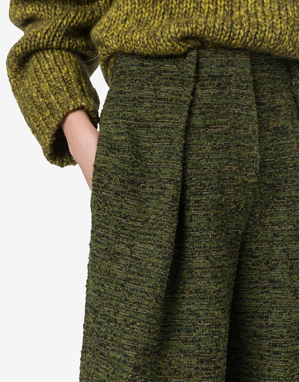Alberta Ferretti Pantalone oversize in tweed bottonato Sottocosto