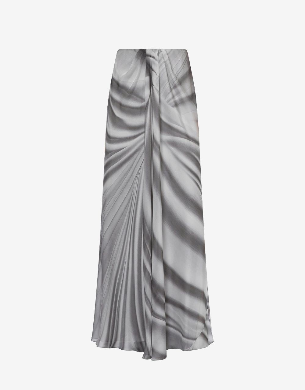 Alberta Ferretti Gonna in chiffon con stampa Drappeggio In Vendita