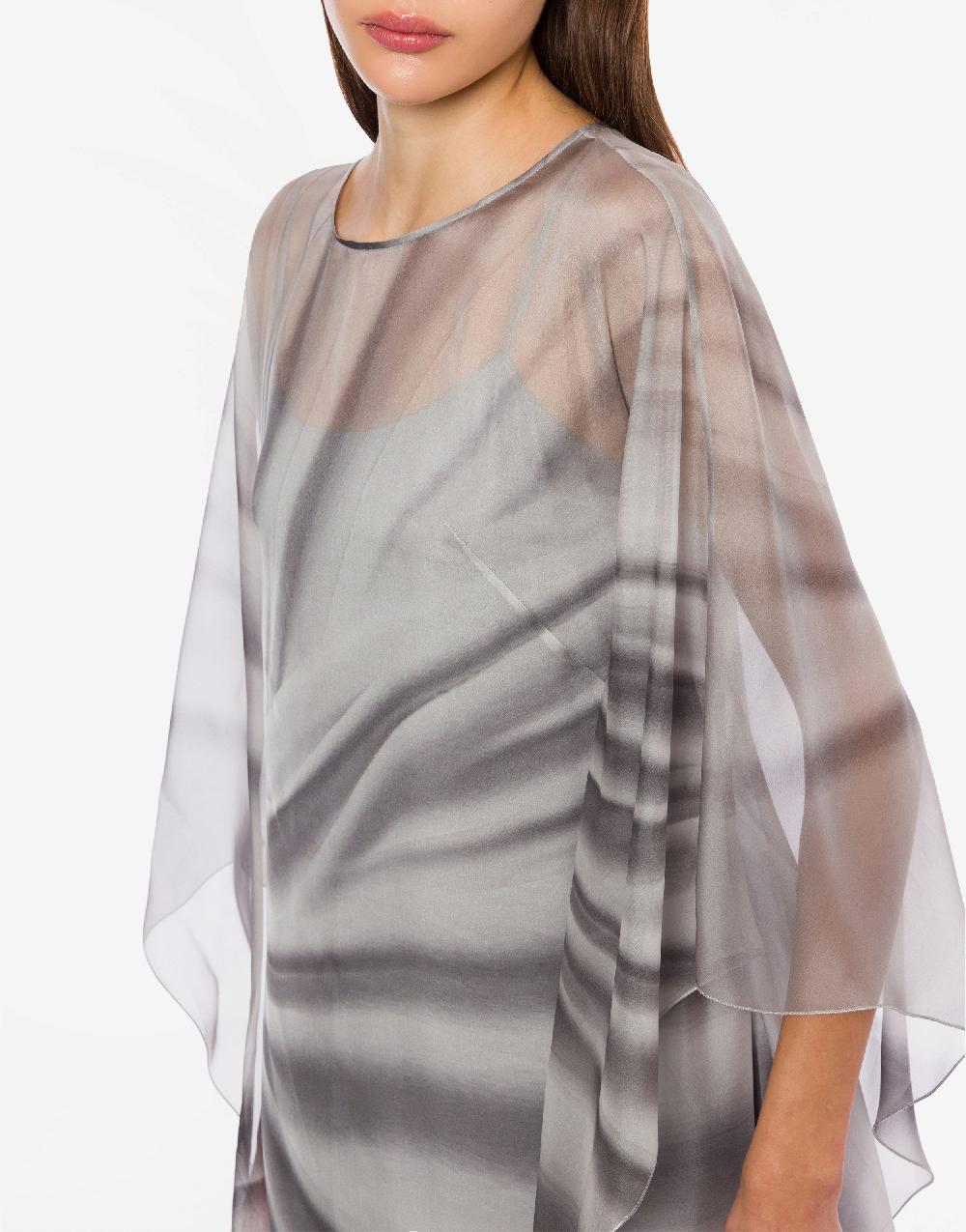 Alberta Ferretti Abito lungo in chiffon con stampa drappeggio Saldi