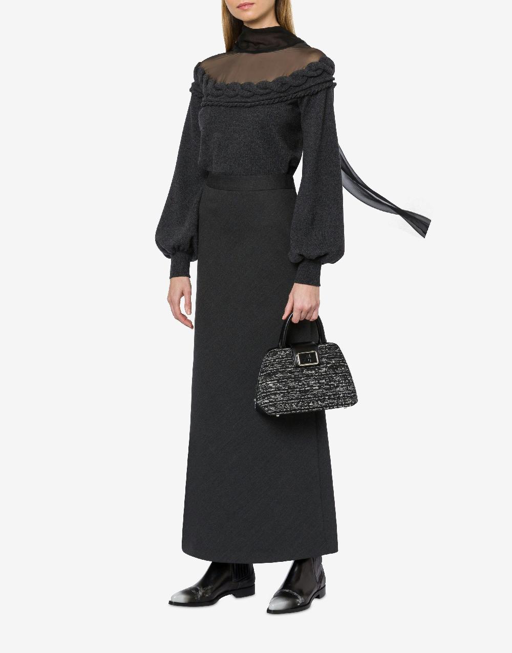 Alberta Ferretti Gonna lunga in twill di lana stretch Hotsell