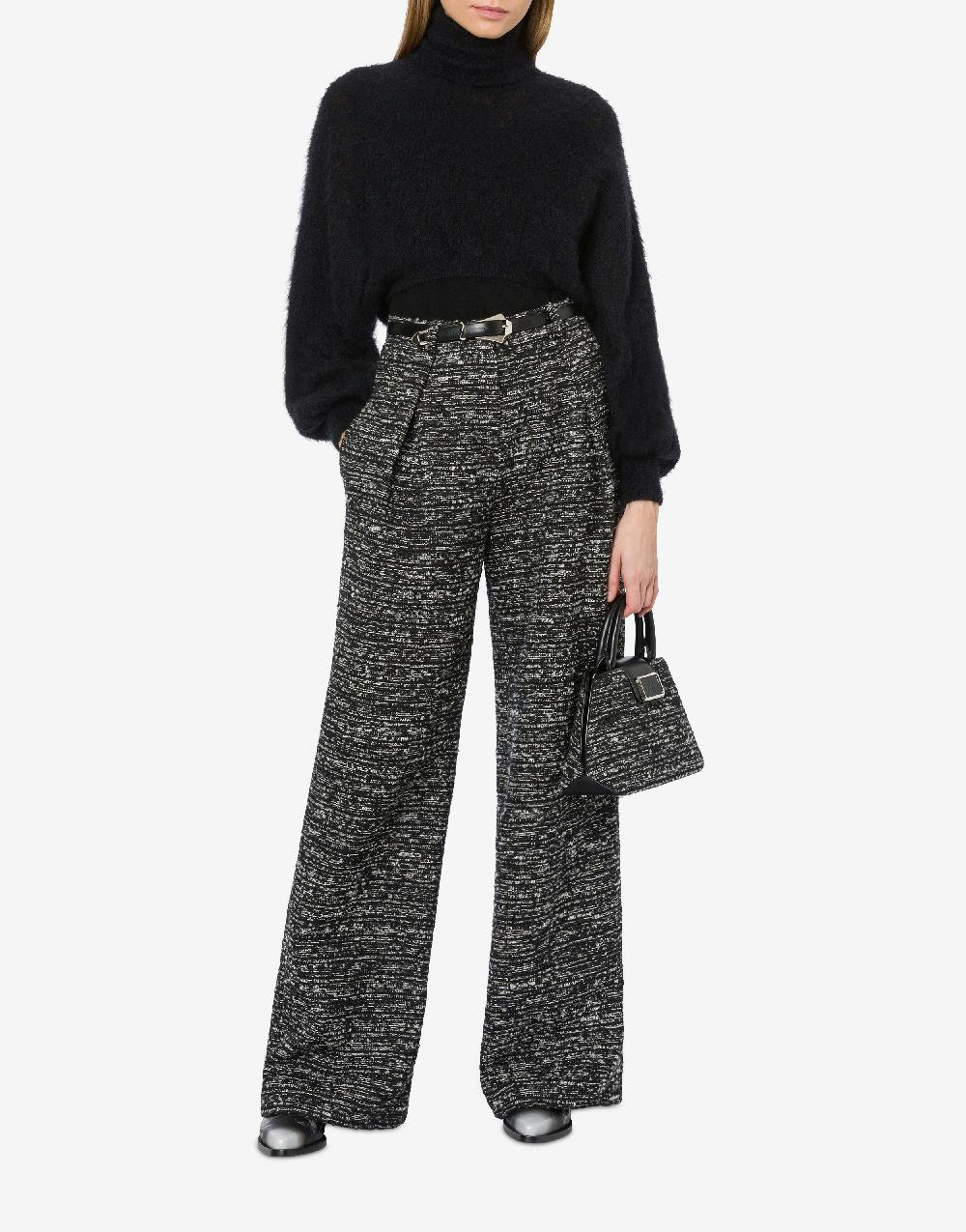 Alberta Ferretti Pantalone oversize in tweed bottonato Saldi Di Fabbrica
