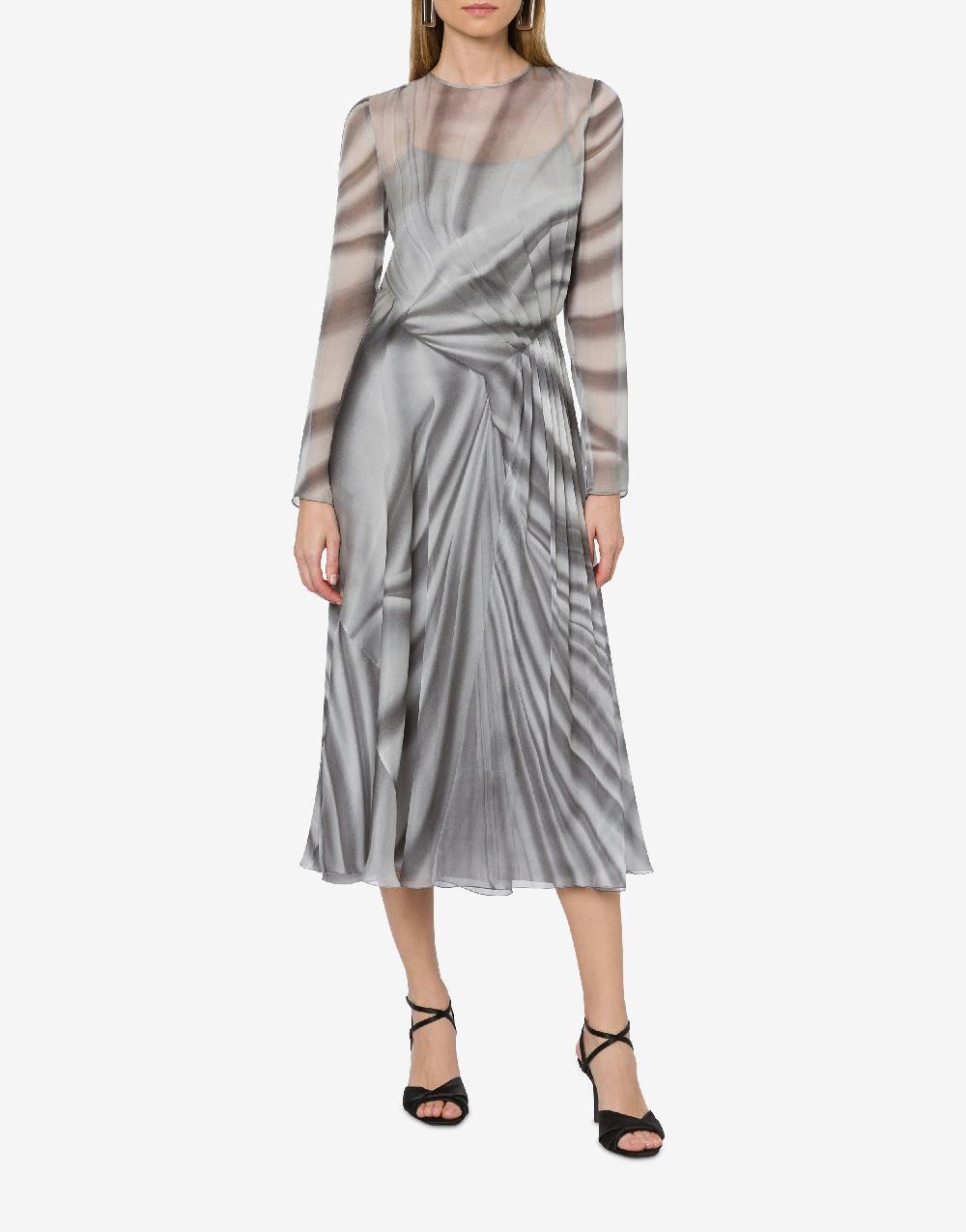 Alberta Ferretti Abito longuette in chiffon con stampa Drappeggio Negozio
