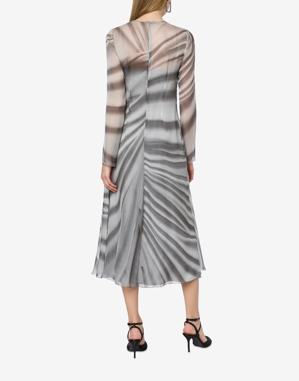 Alberta Ferretti Abito longuette in chiffon con stampa Drappeggio Negozio