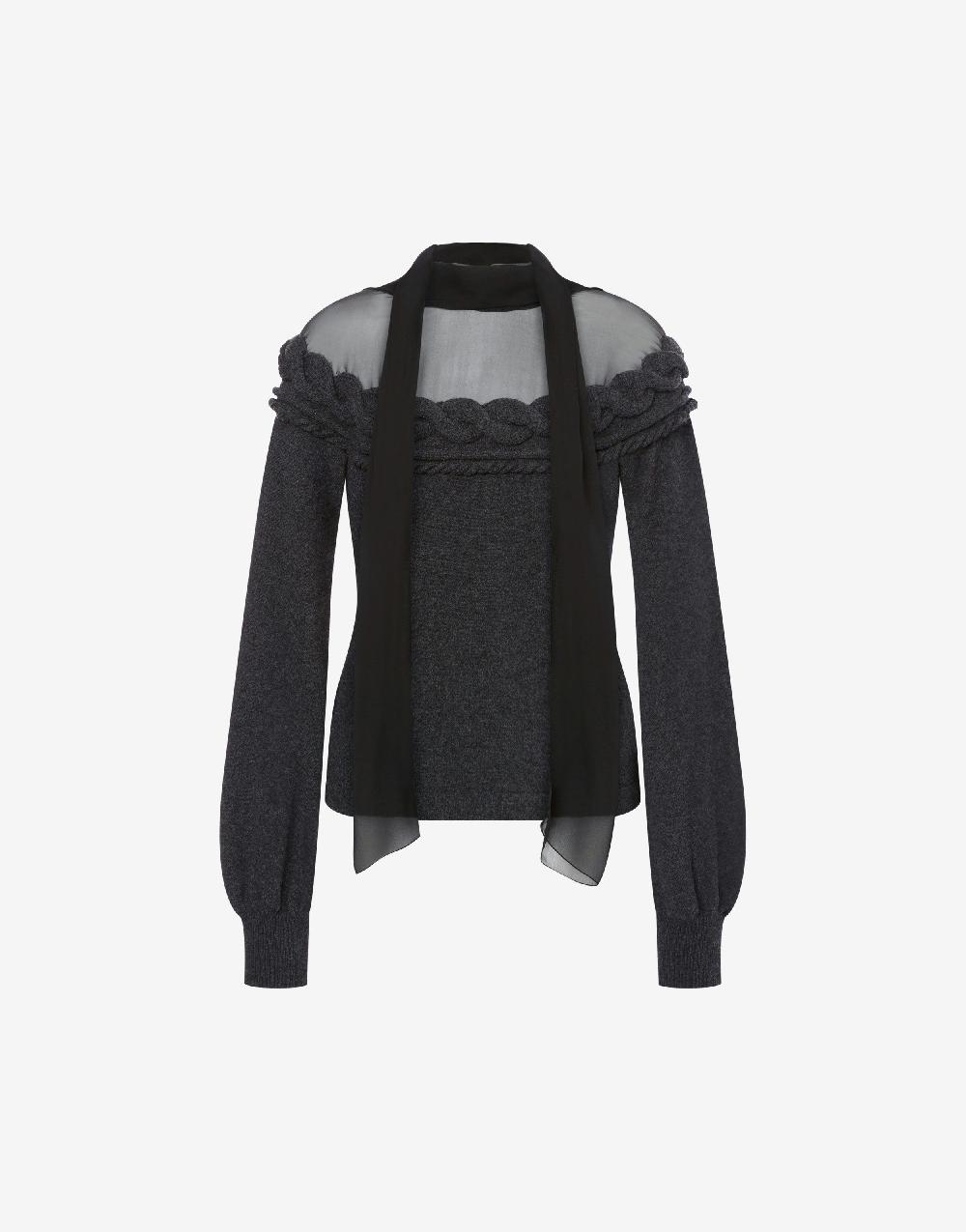 Alberta Ferretti Maglia in lana cashmere e chiffon Nuova