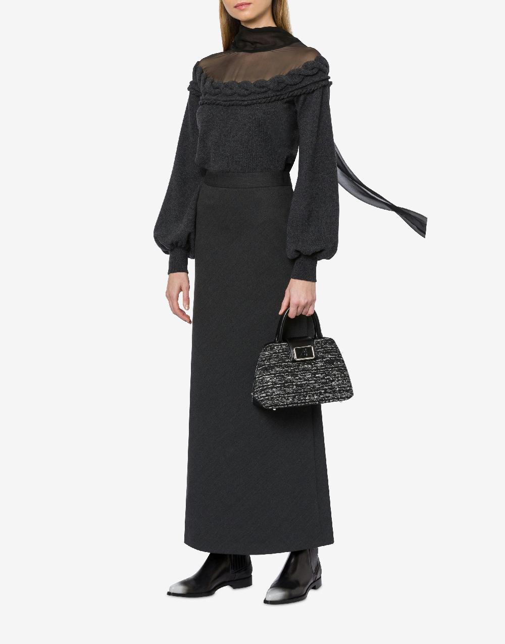 Alberta Ferretti Maglia in lana cashmere e chiffon Nuova