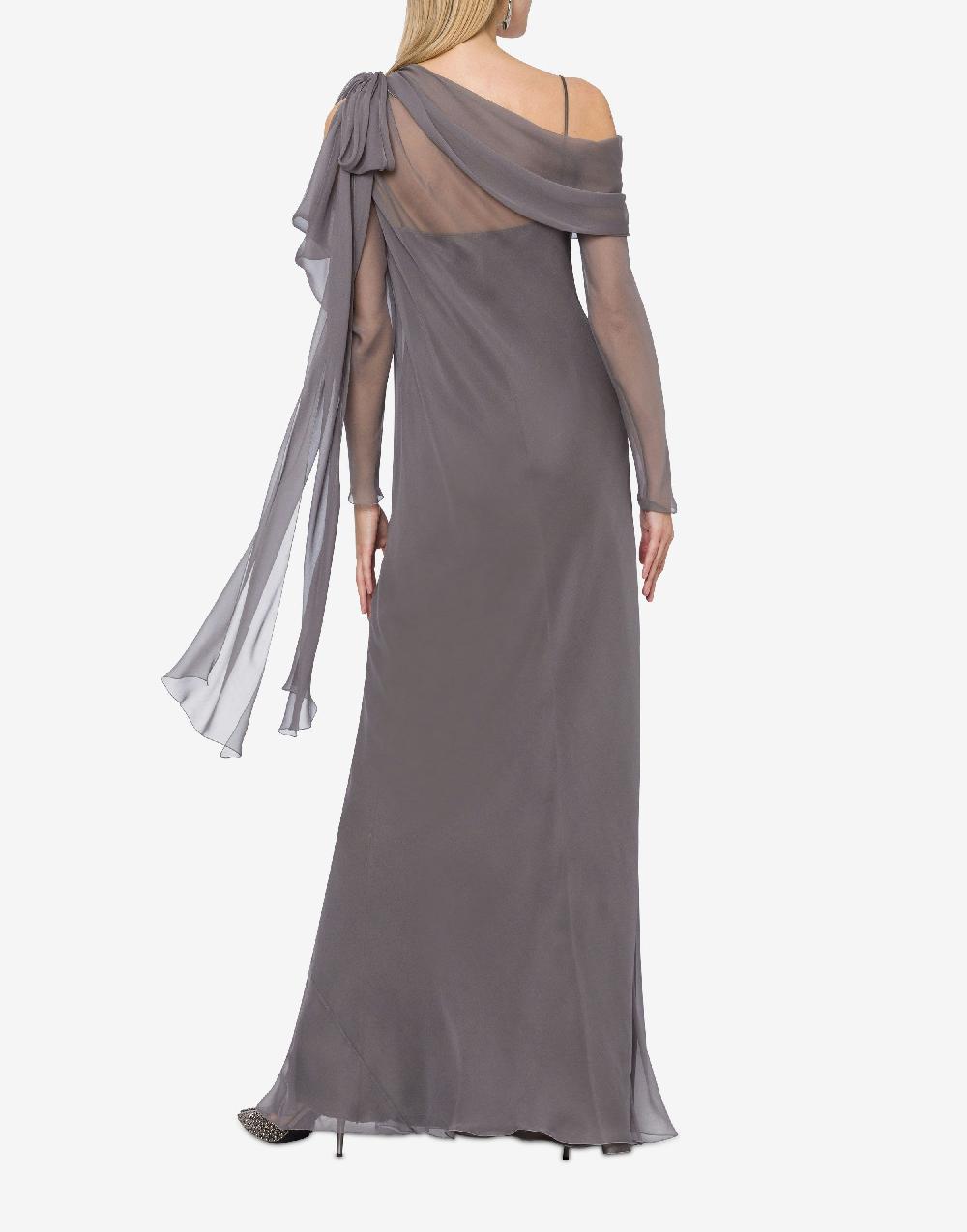 Alberta Ferretti Abito lungo in chiffon con drappeggi 2025
