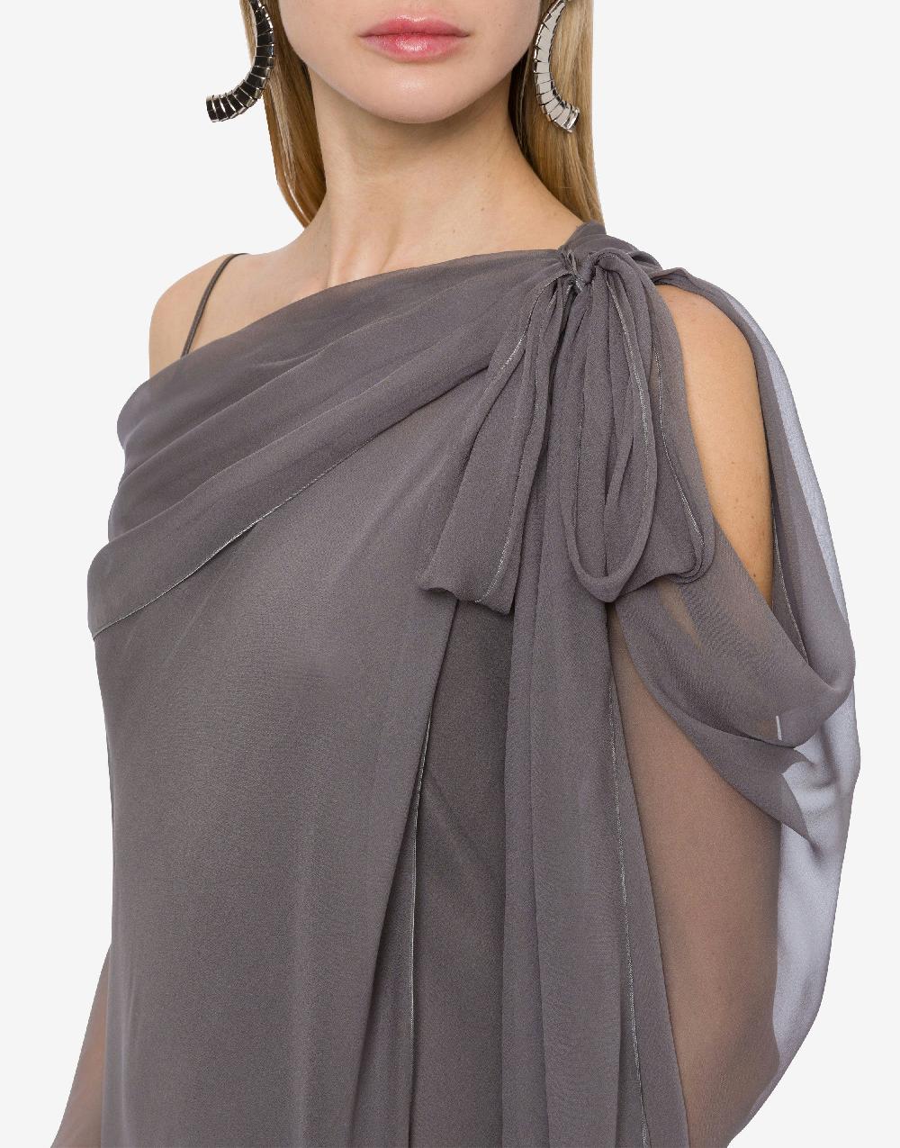 Alberta Ferretti Abito lungo in chiffon con drappeggi 2025