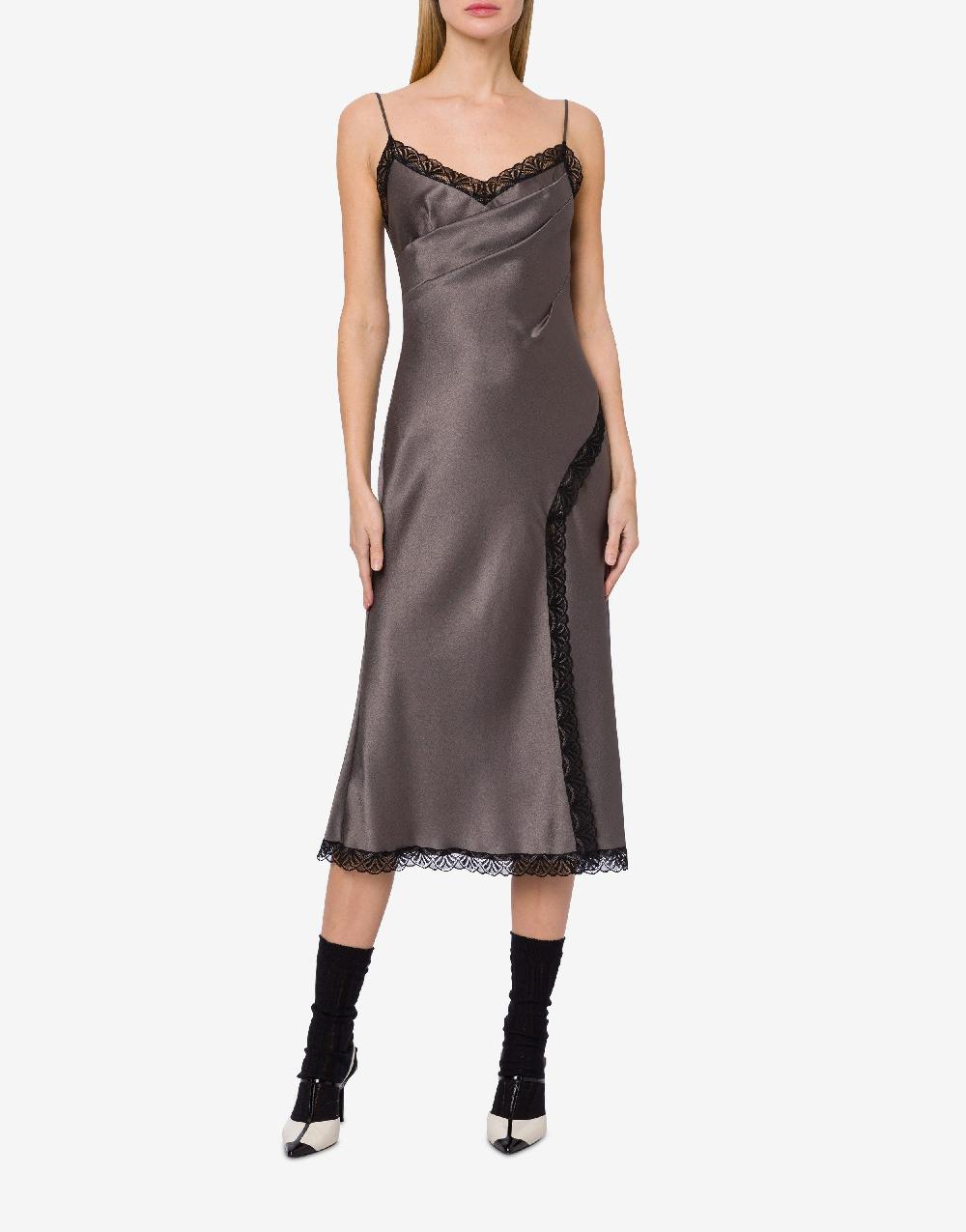 Alberta Ferretti Abito sottoveste in raso con pizzo Italy