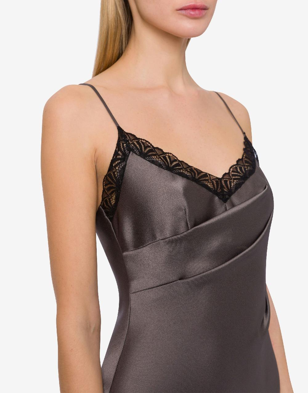 Alberta Ferretti Abito sottoveste in raso con pizzo Italy