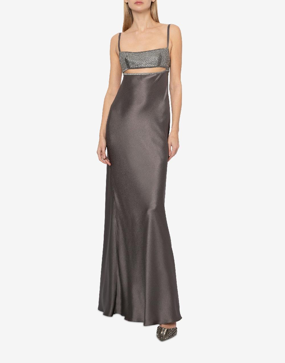 Alberta Ferretti Abito in raso con cut-out e ricamo Italia