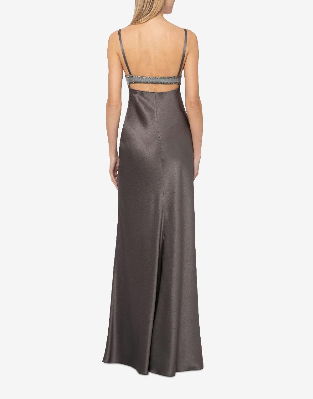 Alberta Ferretti Abito in raso con cut-out e ricamo Italia