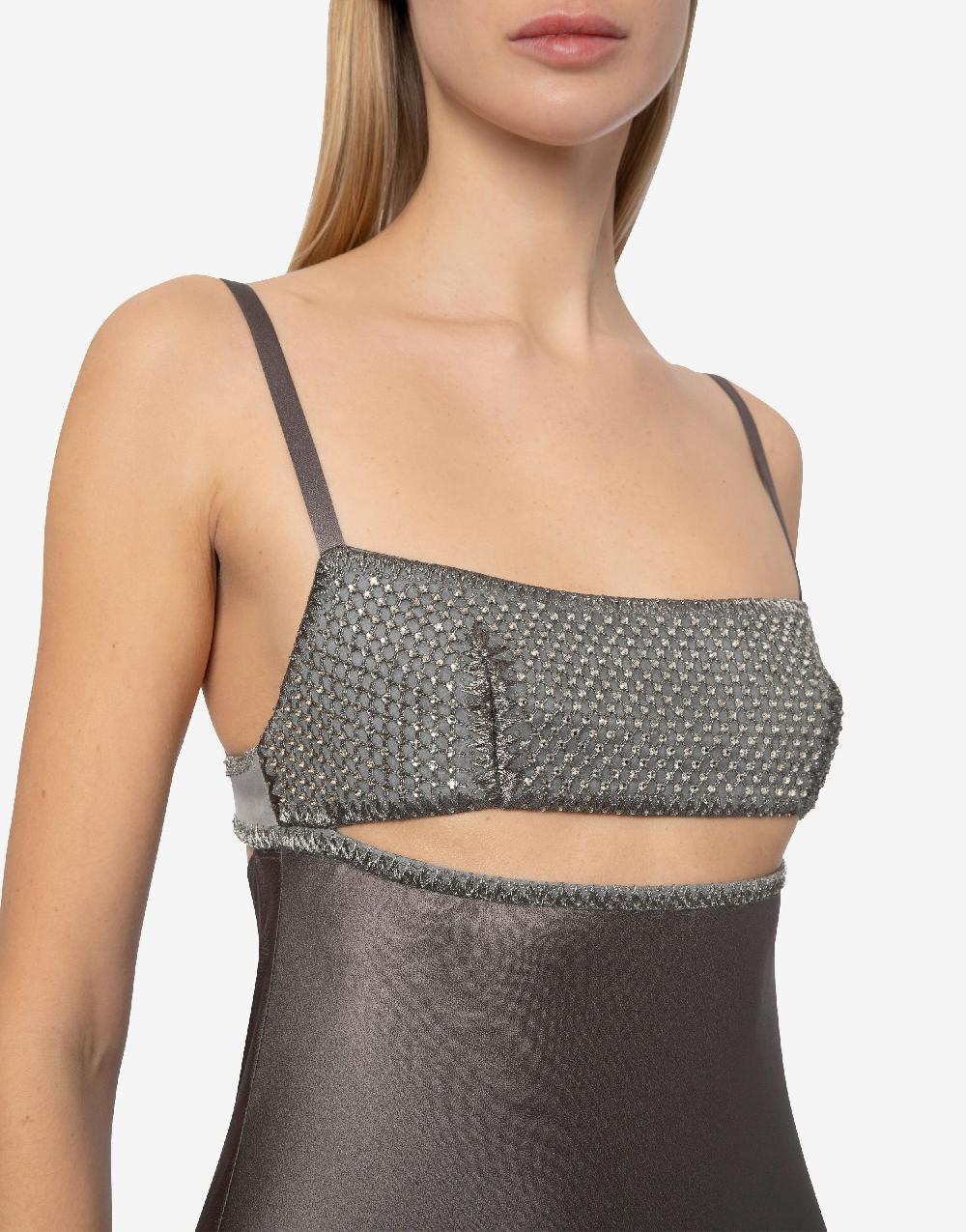 Alberta Ferretti Abito in raso con cut-out e ricamo Italia