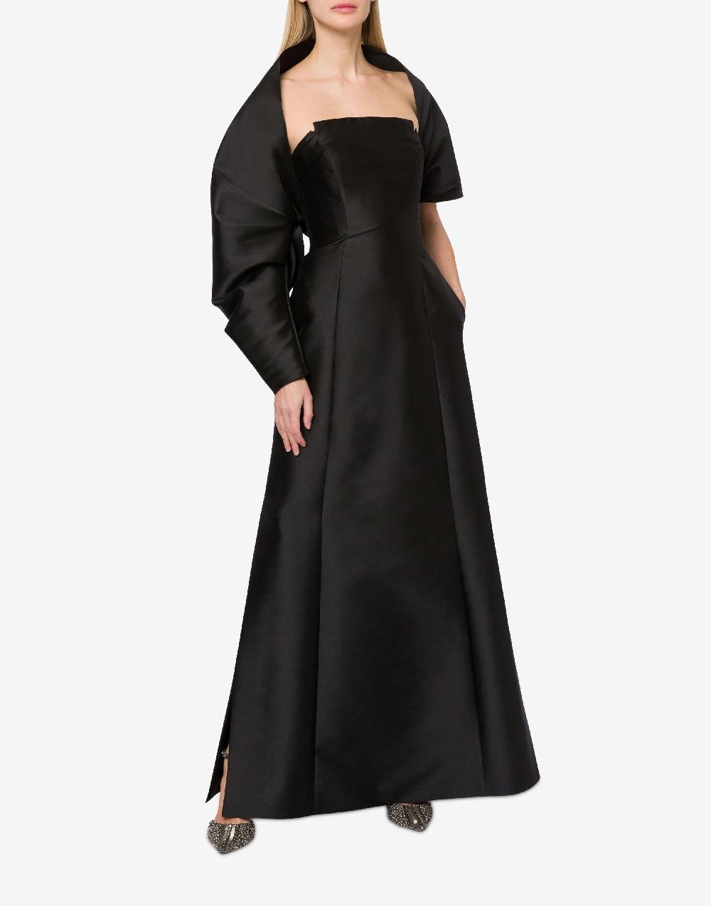 Alberta Ferretti Abito lungo in mikado con coprispalle Vendita