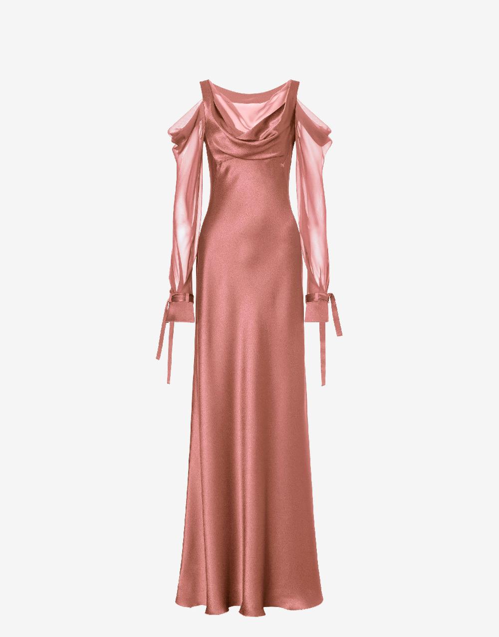 Alberta Ferretti Abito in raso con maniche in chiffon Spedizione Gratuita